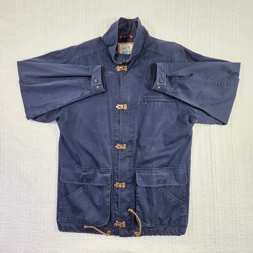 Vintage Ellesse Mare Sport Navy Cotton Canvas Sailing Jacket Mens M Metal Clasp
